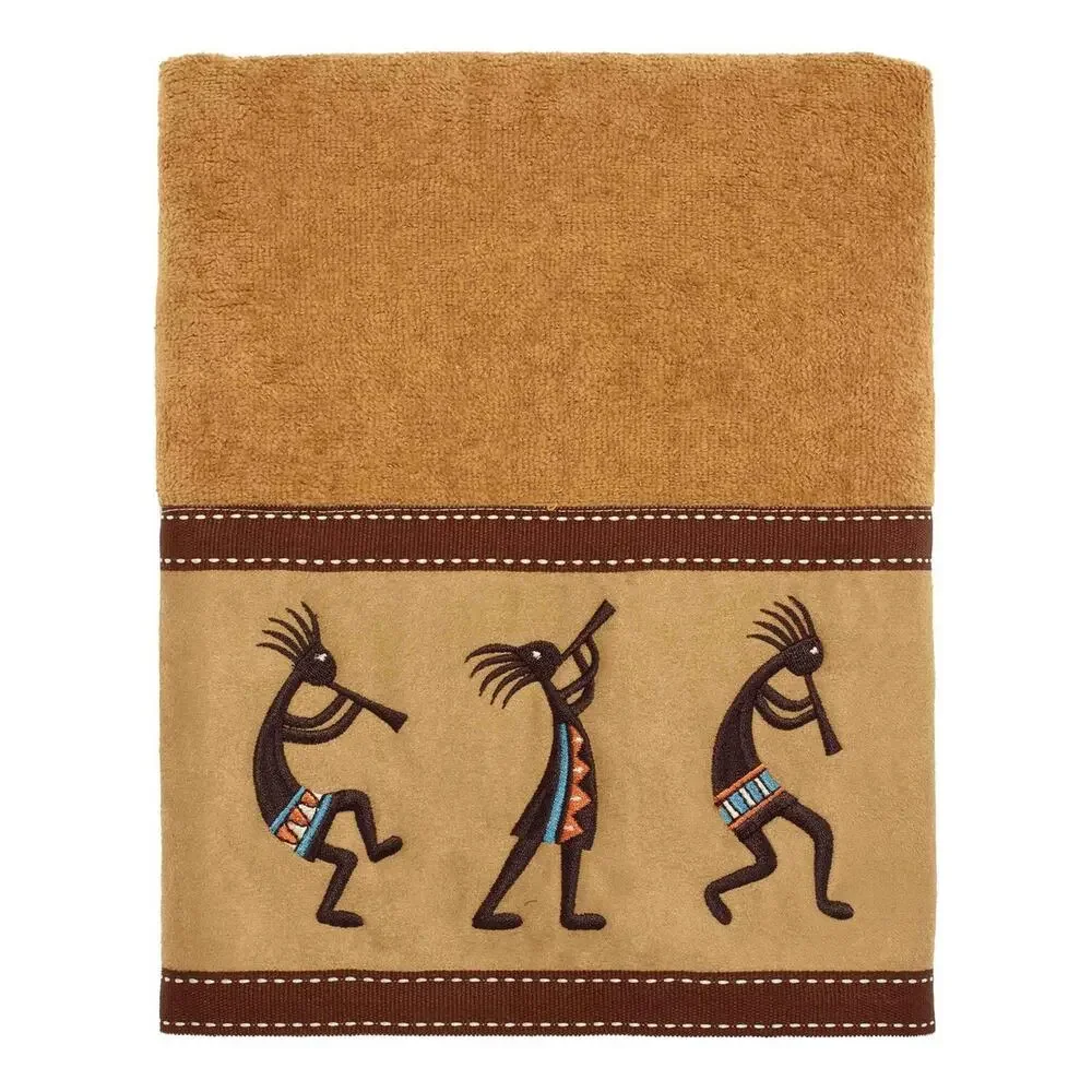 Avanti Linens Hand Towels Kokopelli Nutmeg Southwestern Set of 2 EUC
